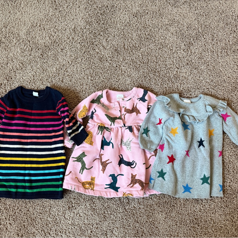 Hanna and GAP Kids Striped, Pink Cheetah Kitty Cat, and Star Sweater Dress Set